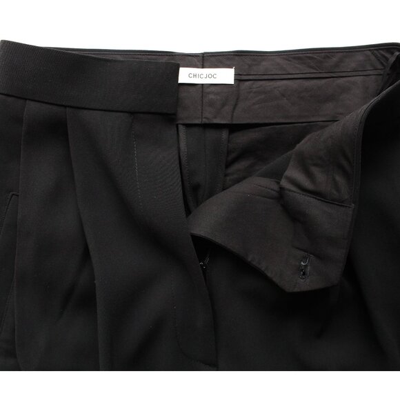 CHICJOC High-Waisted Tapered Wide-Leg Pants 28" / Size 34 / Black - Picture 7 of 9